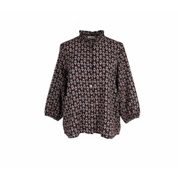 Mod’s Mahal Floral Button Up Shirt Womens Size M Block Print Boho Cotton Prairie - Picture 1 of 7